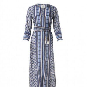 Jane Navy and White Cotton Silk Dress